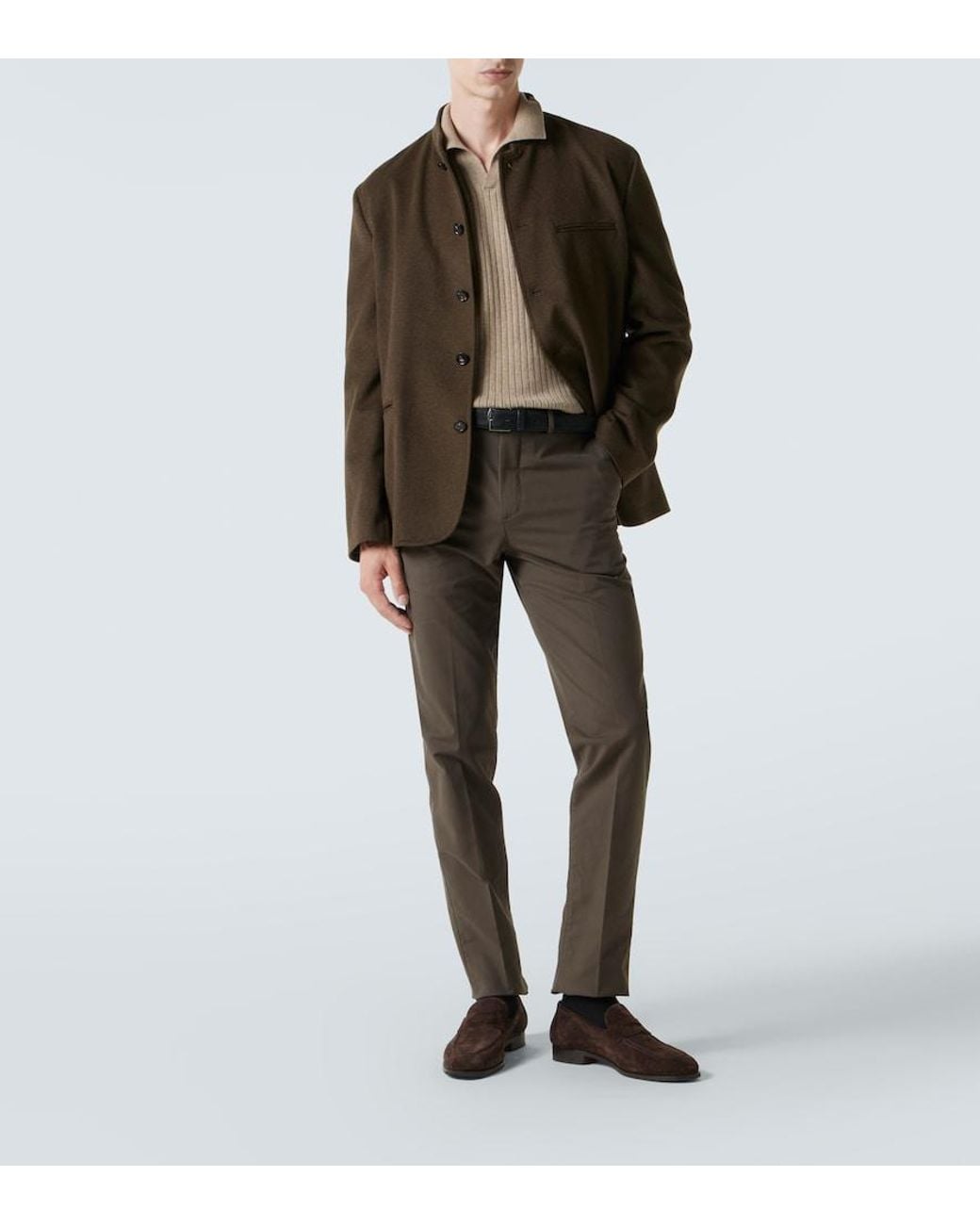 Loro Piana Gray Carlo Cotton-Blend Chinos for men