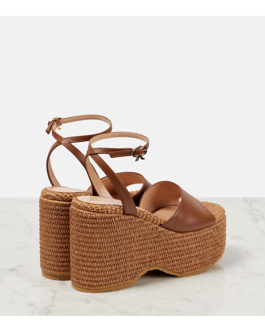 Gianvito Rossi Brown Leather Platform Espadrilles