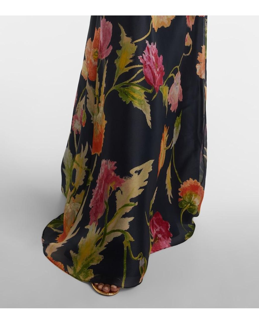 Carolina Herrera Blue Floral Silk Gown
