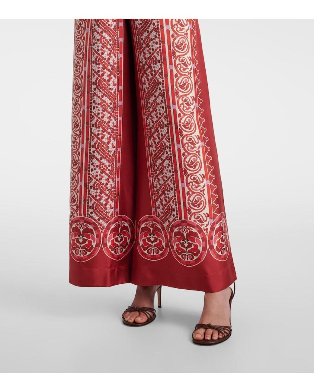LaDoubleJ Red Printed Silk Twill Palazzo Pants