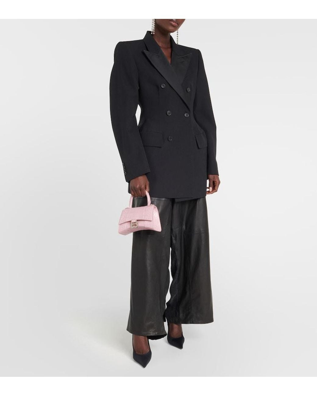 Balenciaga Pink Hourglass Small Croc-Effect Tote Bag