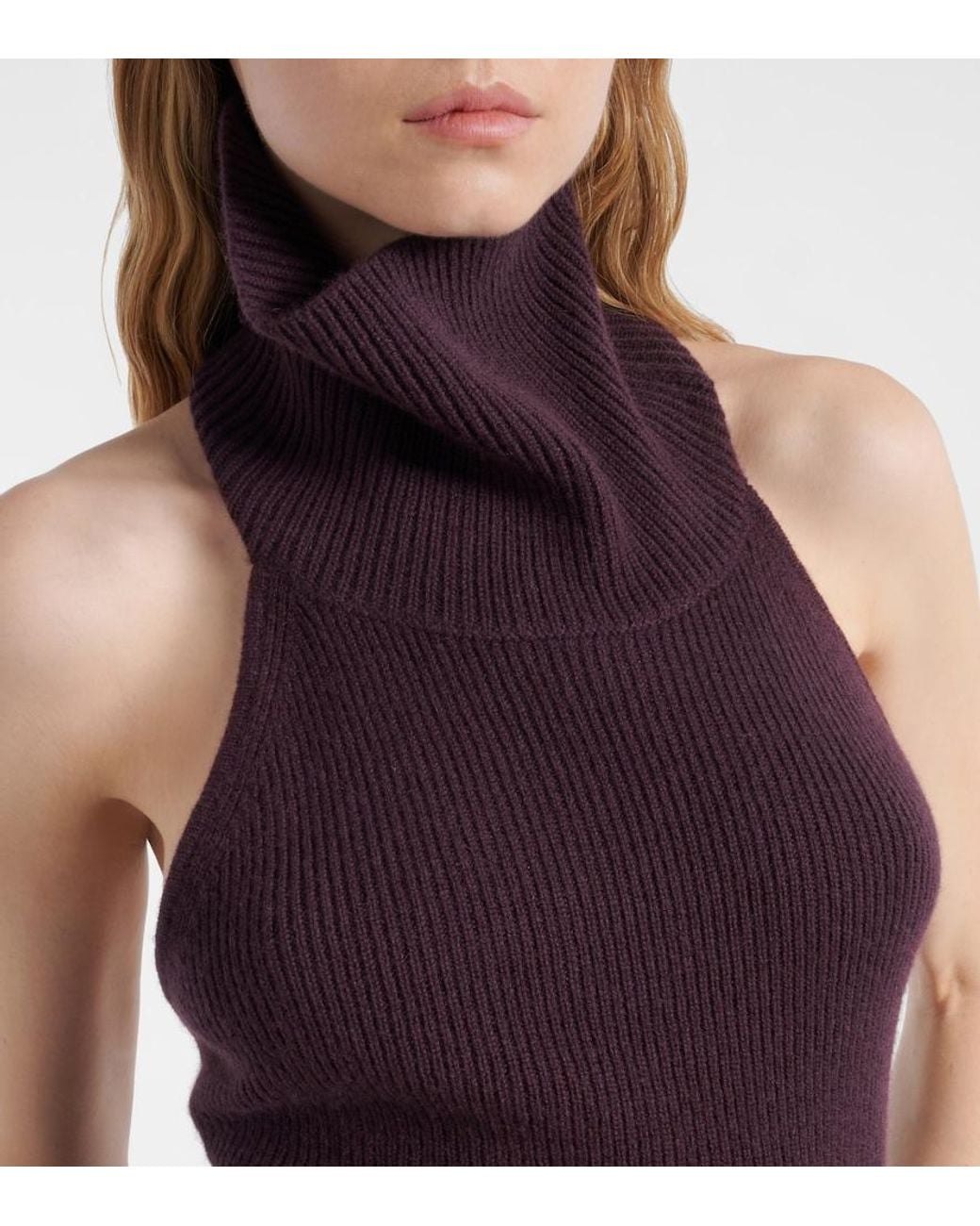 Lisa Yang Purple Maddie Open-Back Cashmere Top