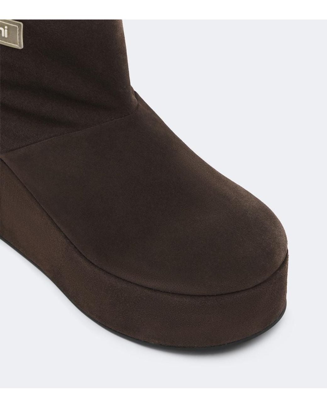 Coperni Brown Shearling-Lined Suede Wedge Boots