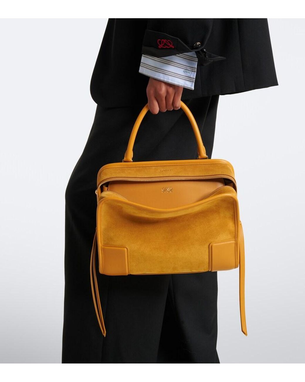 Loewe Yellow Amazona 180 Medium Suede Top-Handle Bag