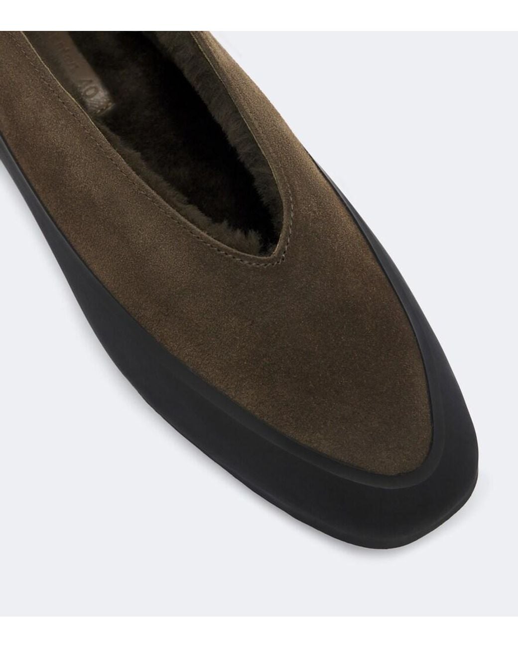 Le Monde Beryl Green Apres Ski Shearling-Lined Suede Ballet Flats