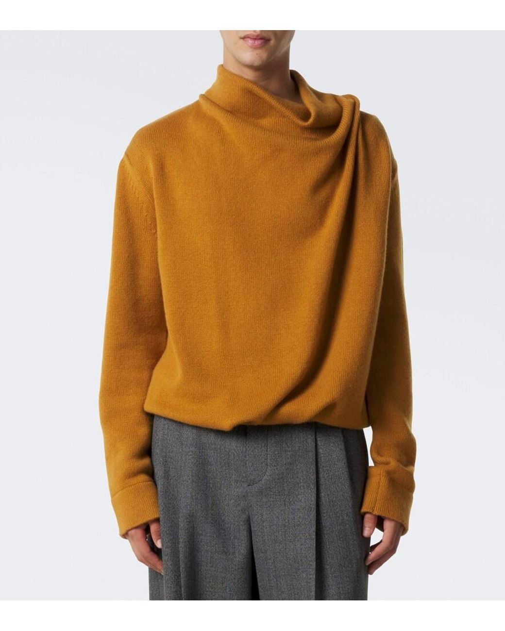Valentino Garavani Brown Draped Cashmere Turtleneck Sweater for men