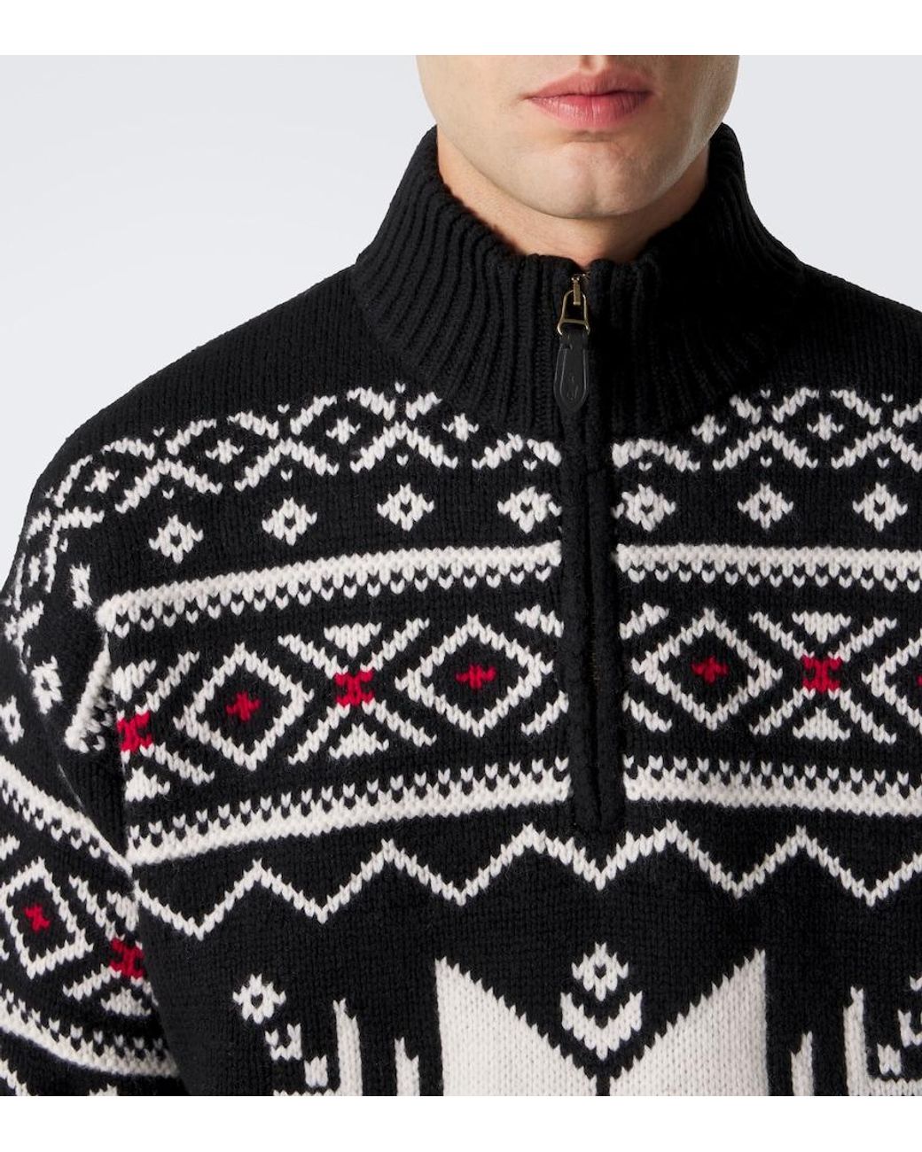 Polo Ralph Lauren Black Intarsia Wool Half-Zip Sweater for men