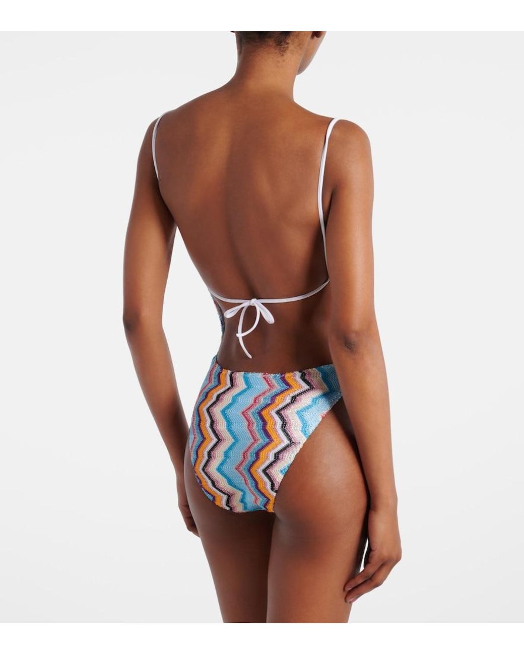 Missoni White Zigzag Lame Swimsuit