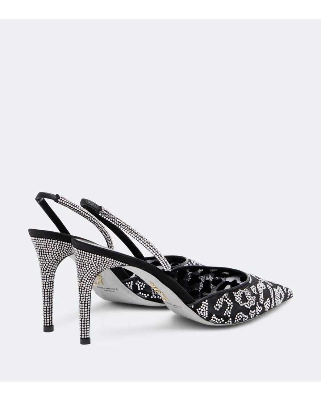 Rene Caovilla Metallic Embellished Mesh Slingback Pumps