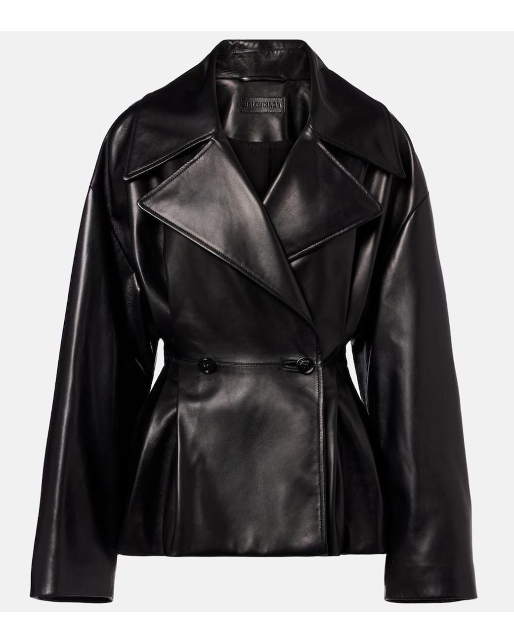 Balenciaga Black Double-Breasted Leather Jacket