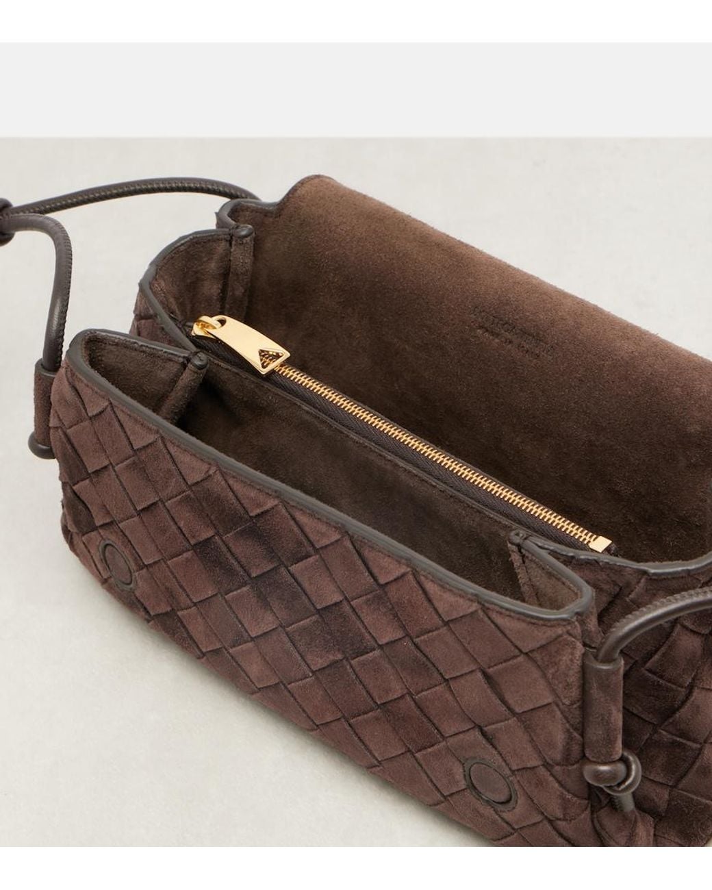 Bottega Veneta Brown Notturno Intrecciato Suede Crossbody Bag