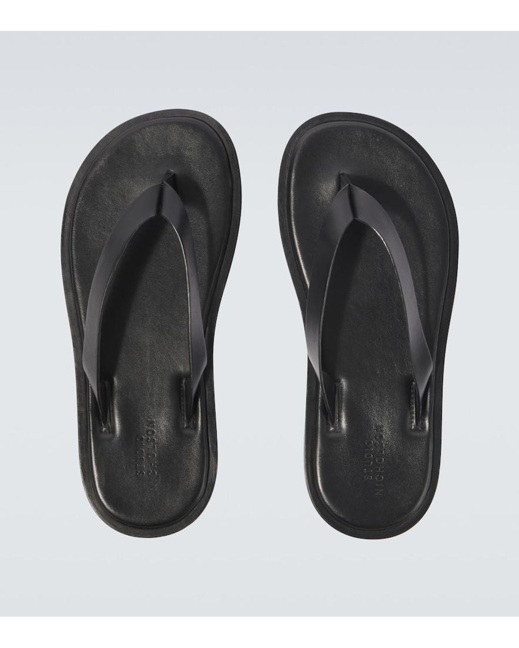 Studio Nicholson Black Curren Leather Thong Sandals for men
