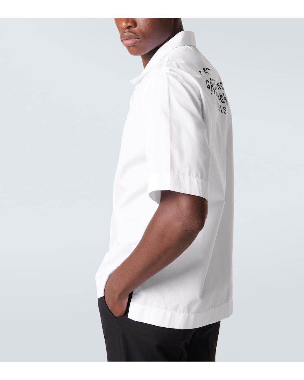 Givenchy White Logo Cotton Poplin Bowling Shirt for men