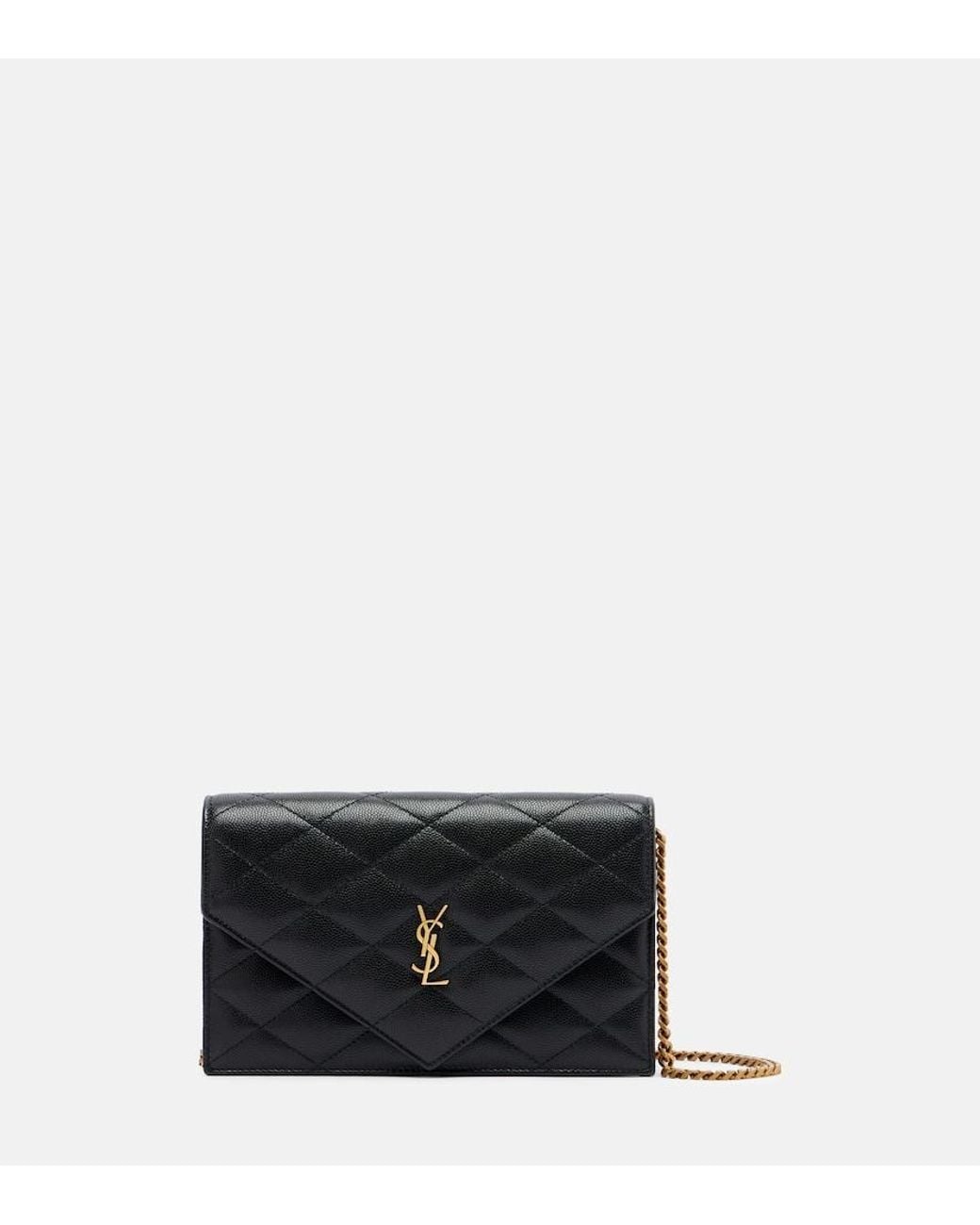 Saint Laurent Black Paris Leather Wallet On Chain