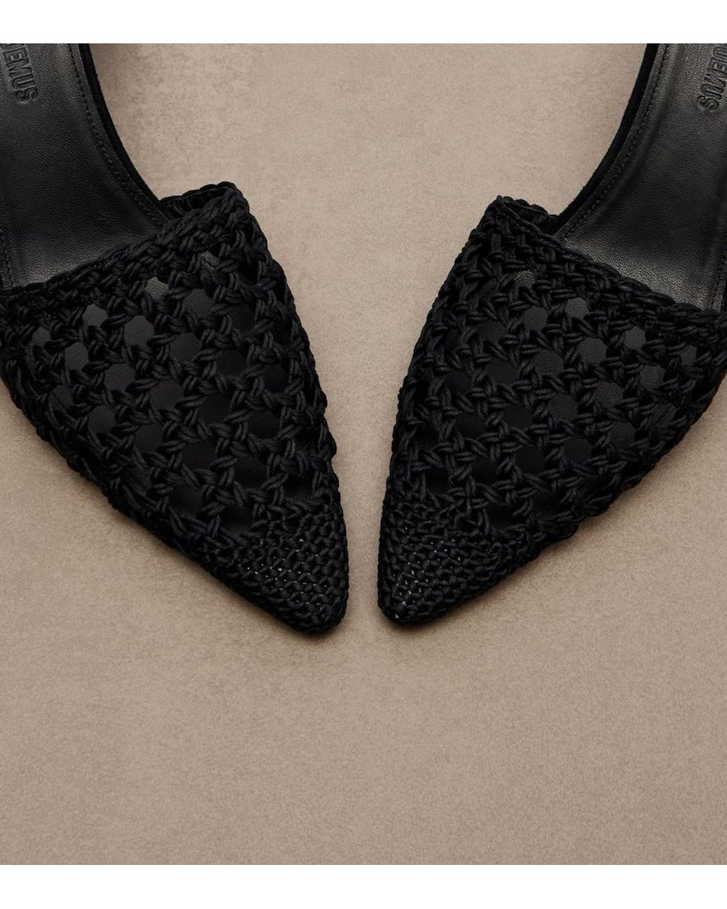 Jacquemus Black Woven Raffia-Effect Wedges