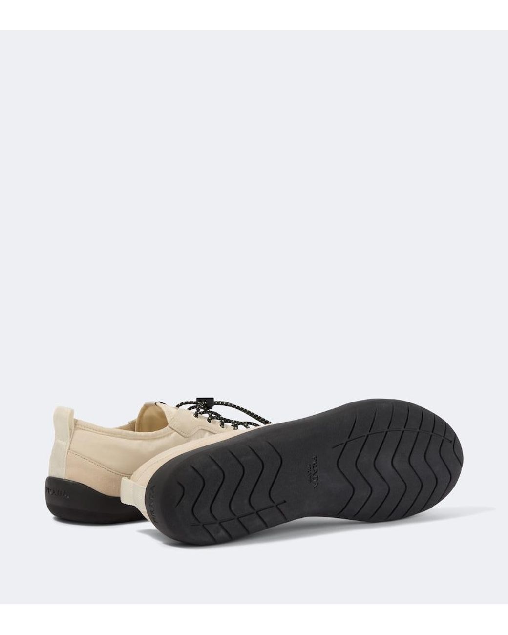 Prada Natural Speedrock Re-Nylon And Suede Sneakers for men