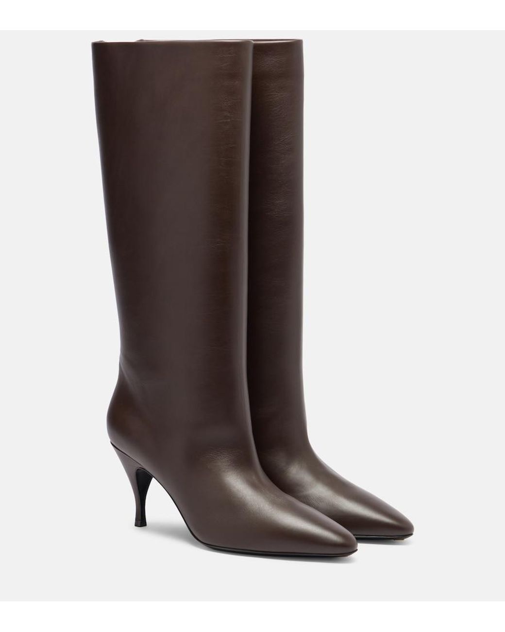 Herbert Levine Brown Silhouette 80 Leather Knee-High Boots