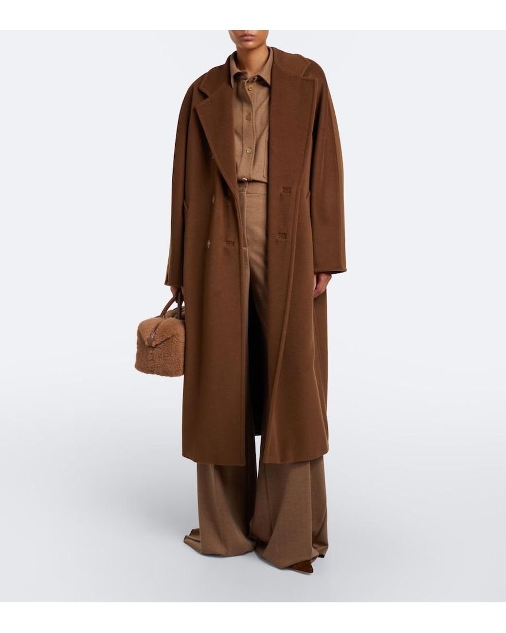 Max Mara Brown Camel Hair And Wool-Blend Shirt