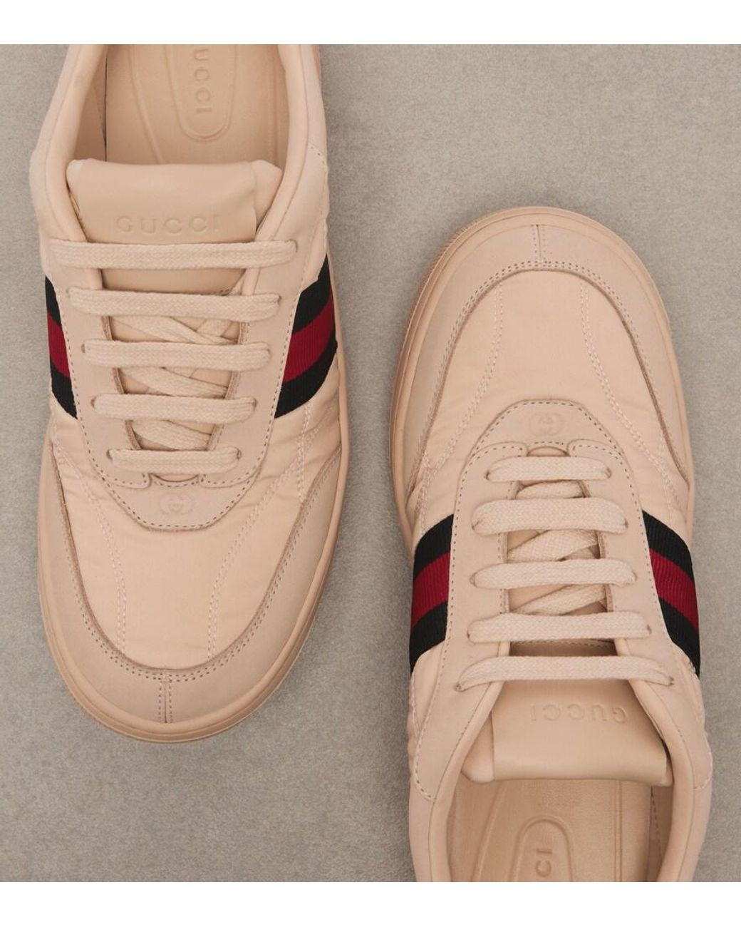 Gucci Pink Screener Web Stripe Sneakers