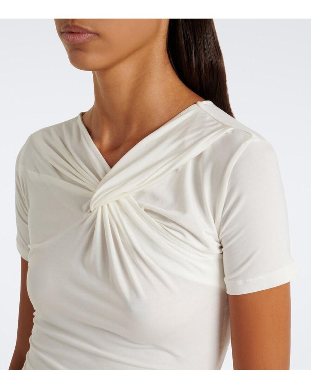 Eres White Anna Gathered Jersey T-Shirt
