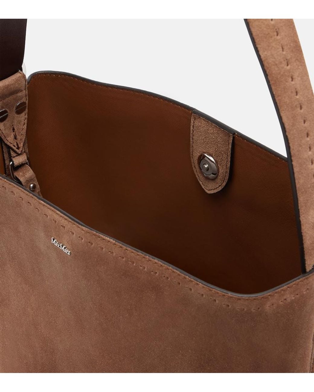 Max Mara Brown Medium Suede Bucket Bag