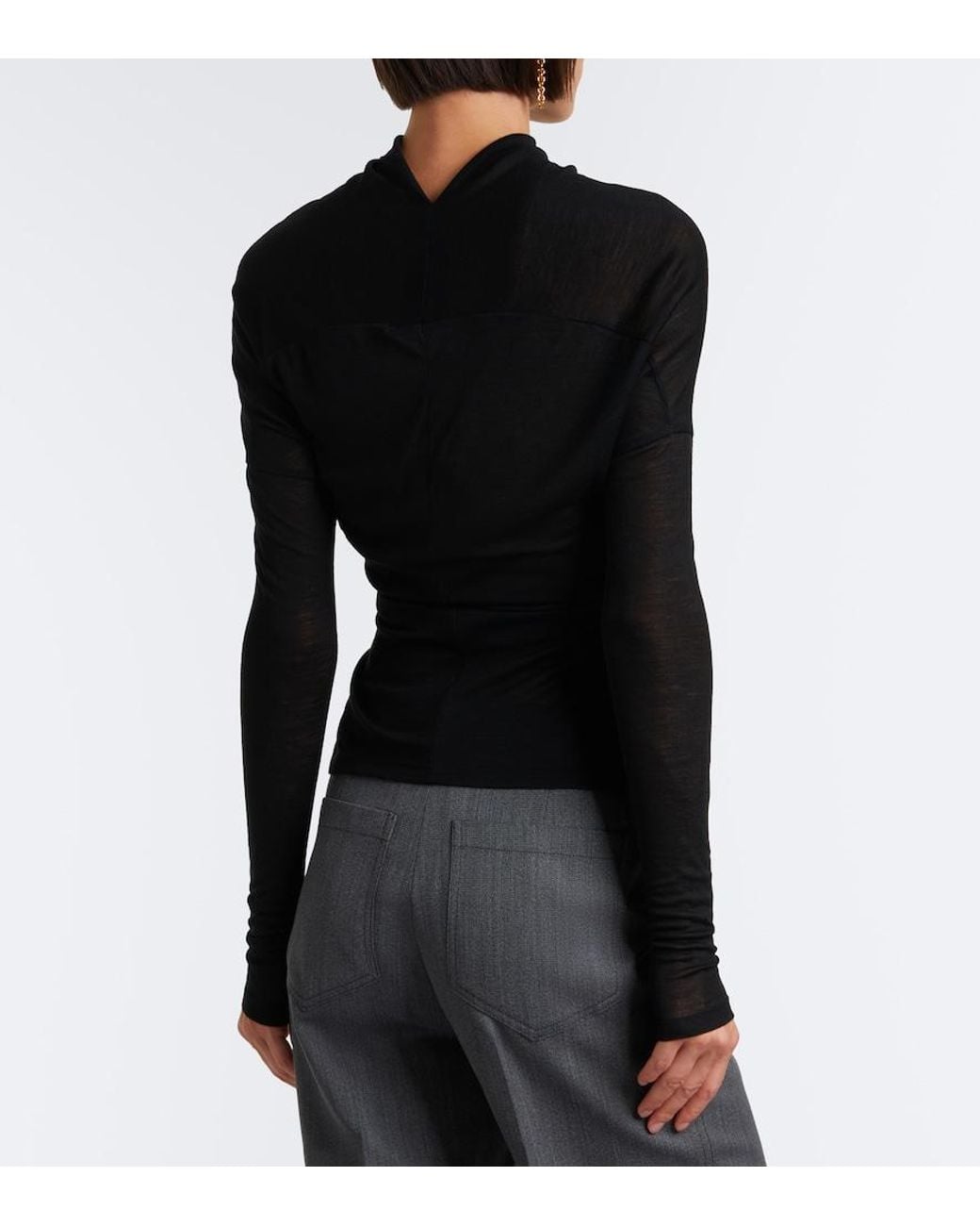 Victoria Beckham Black Draped Jersey Top