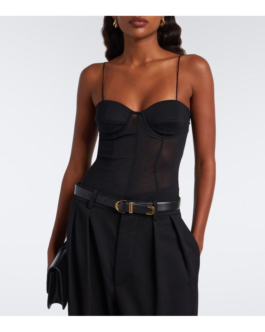 Alex Perry Black Sheer Bodysuit