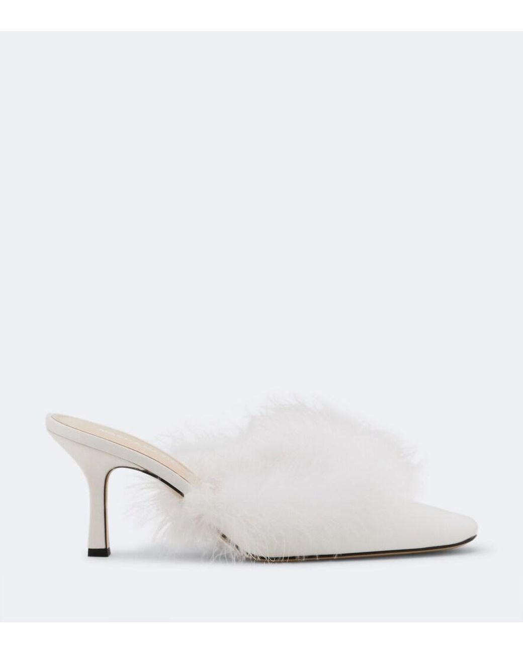 Mach & Mach White Bridal Feather-Trimmed Mules