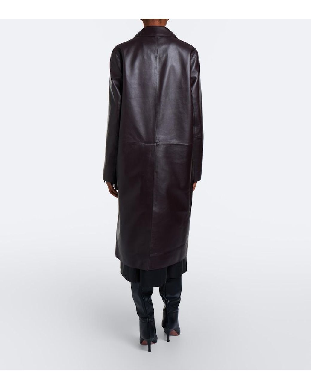 Joseph Black Riya Leather Midi Skirt