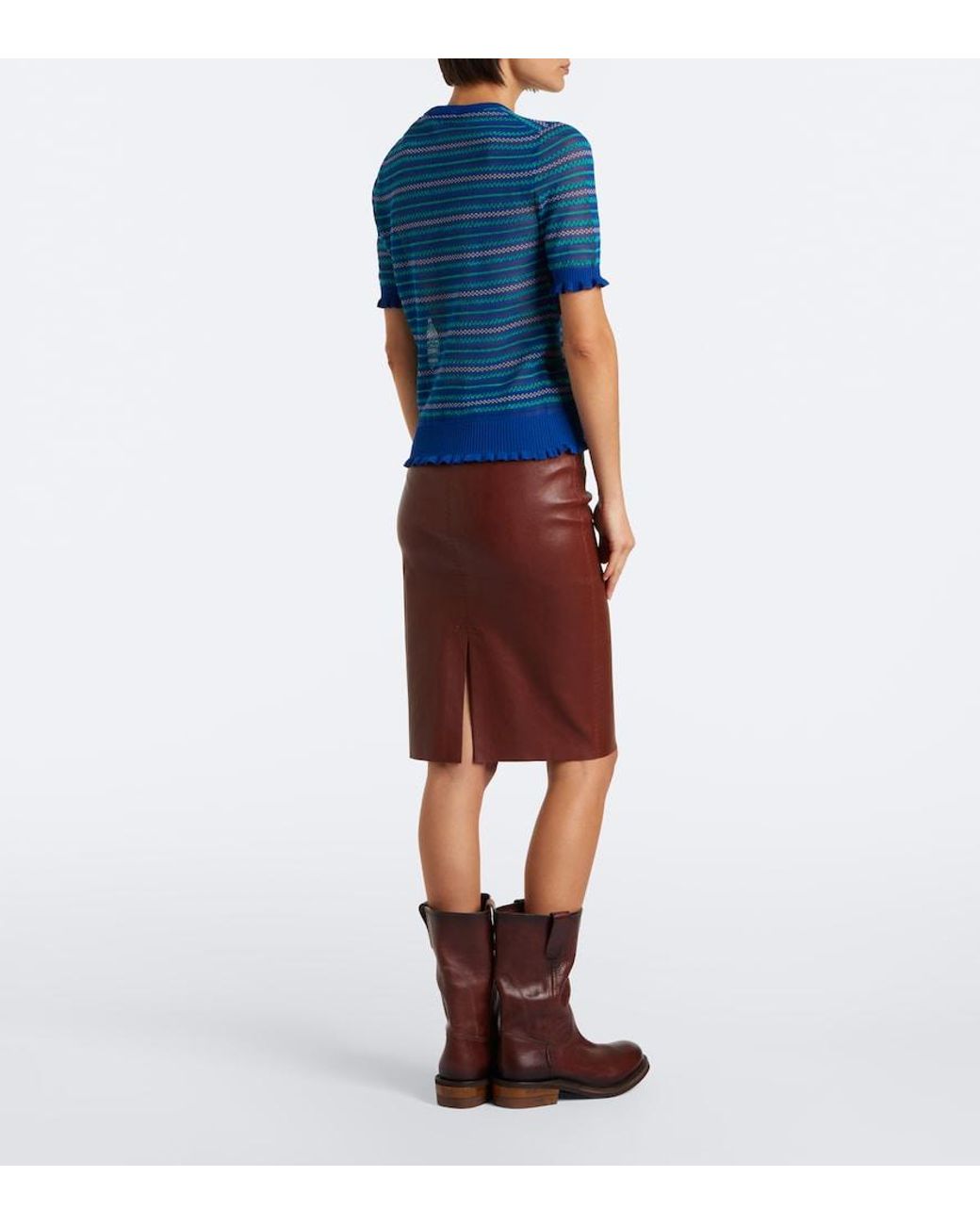 Stouls Red Gilda Leather Midi Skirt