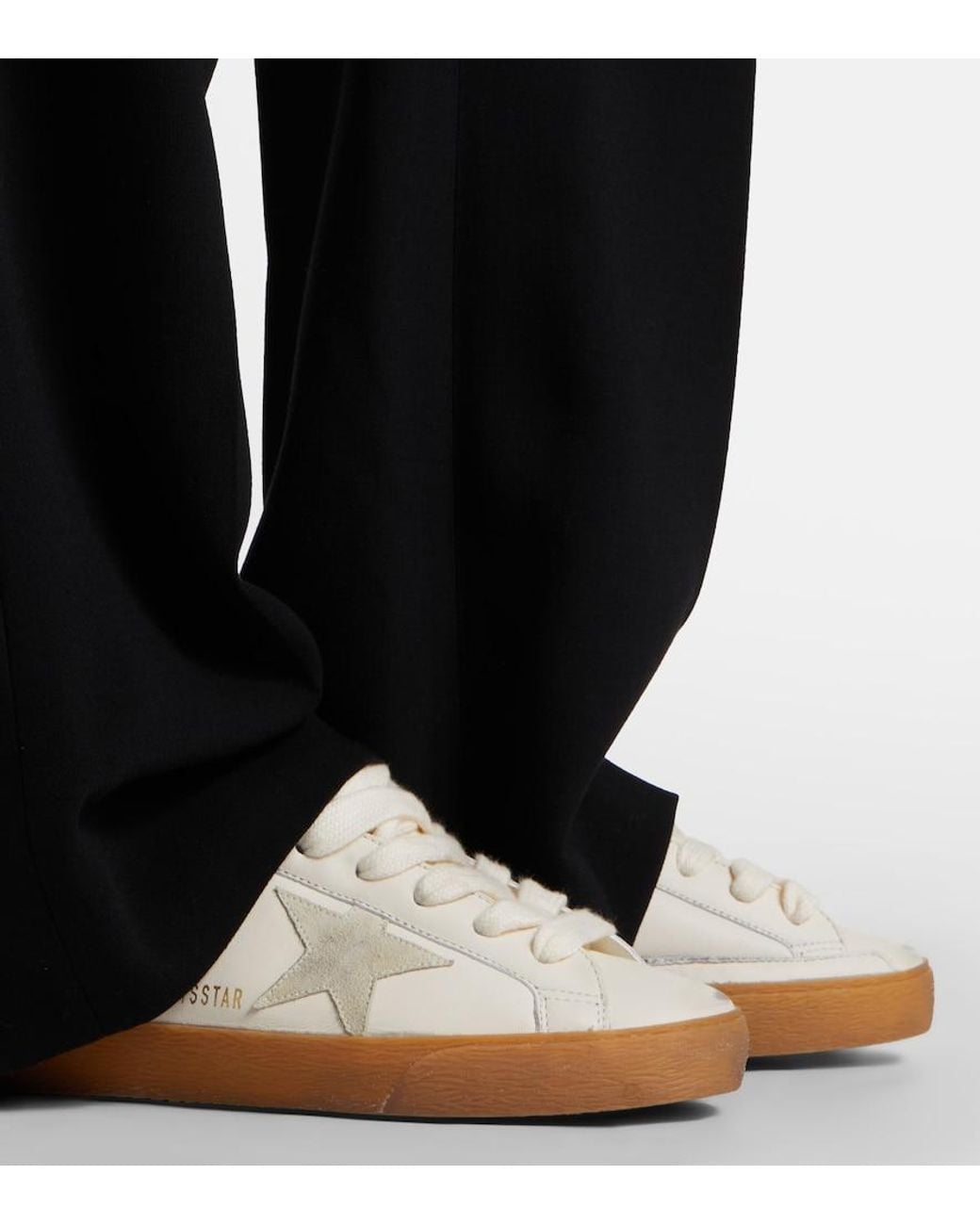 Golden Goose Deluxe Brand White Super-Star Shearling-Lined Leather Sneakers