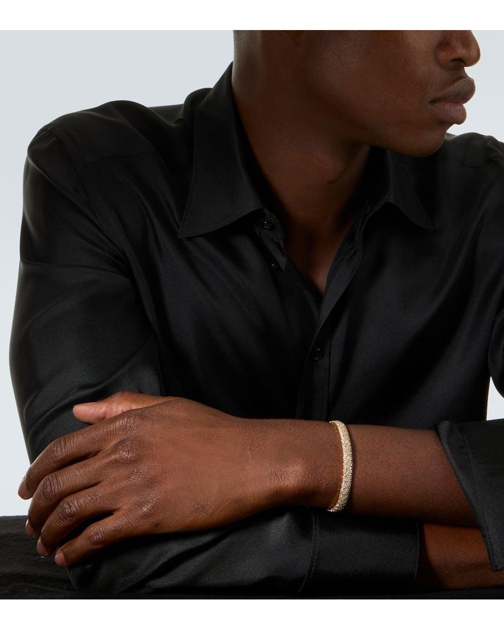 SHAY Metallic Stretch 18Kt Bracelet With Diamonds for men