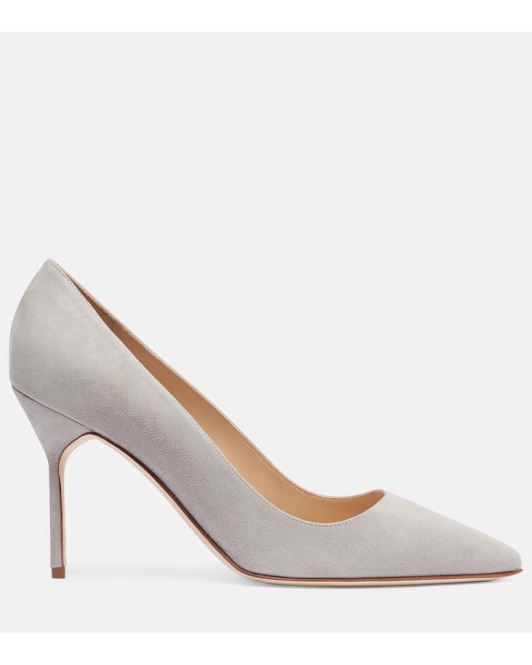 Manolo Blahnik White Bb 90 Suede Pumps