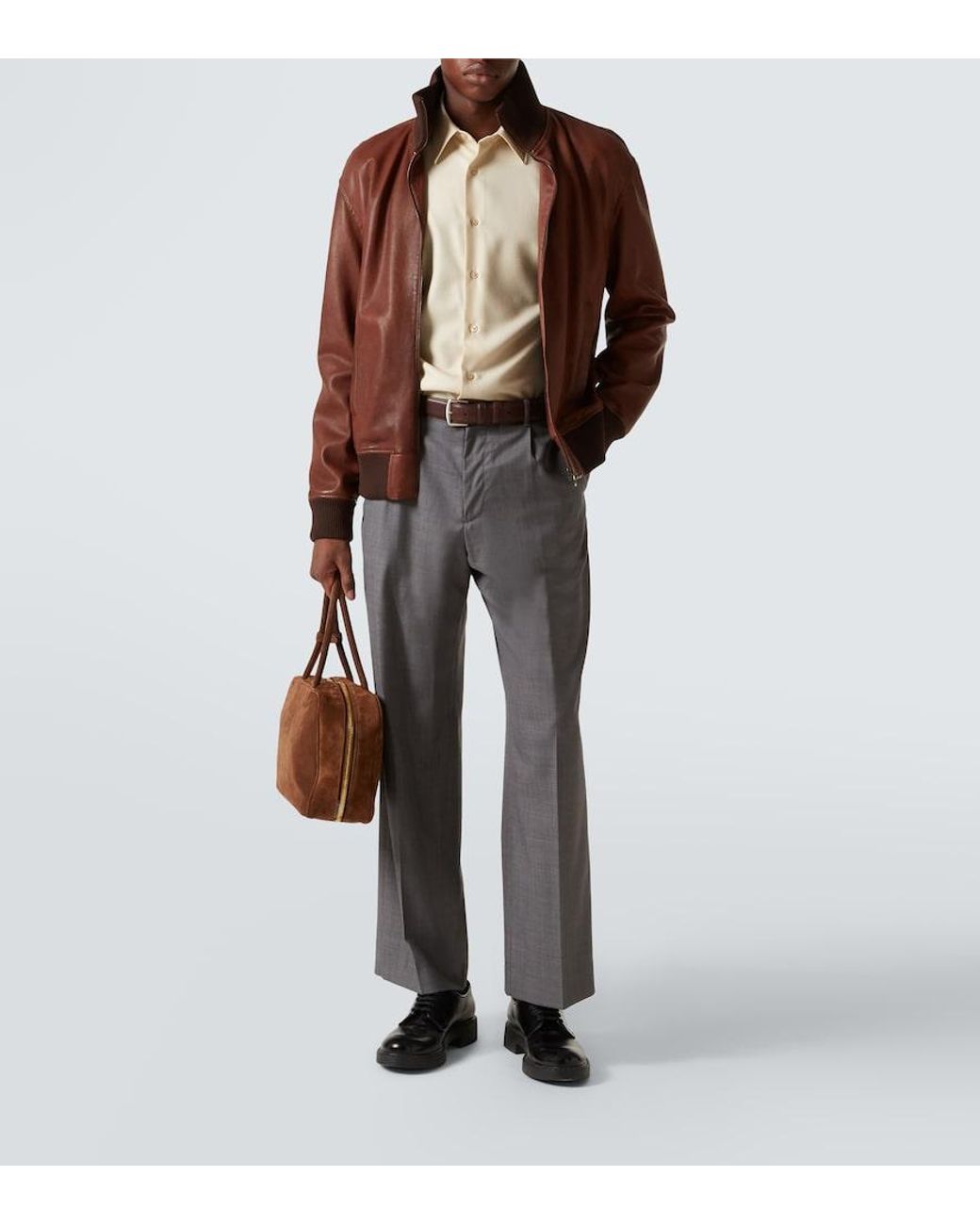 Miu Miu Brown Logo Suede Tote Bag for men