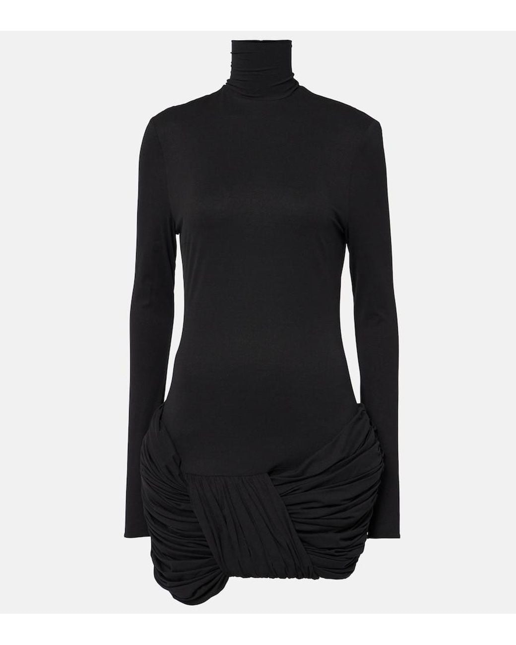 Magda Butrym Black Ruched Silk-Blend Minidress