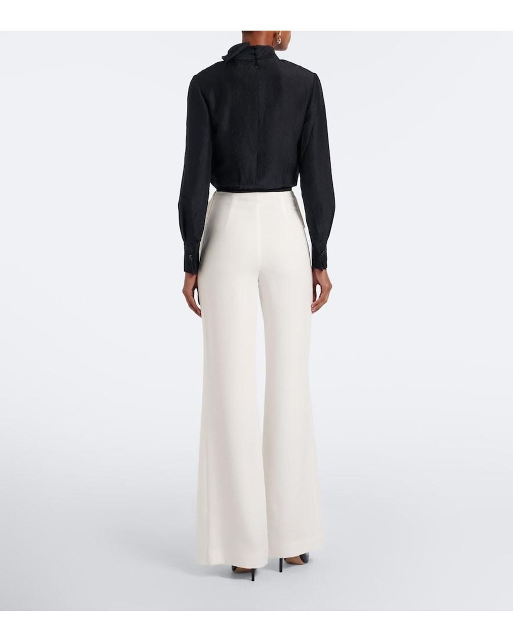 Roland Mouret White Draped Flared Pants