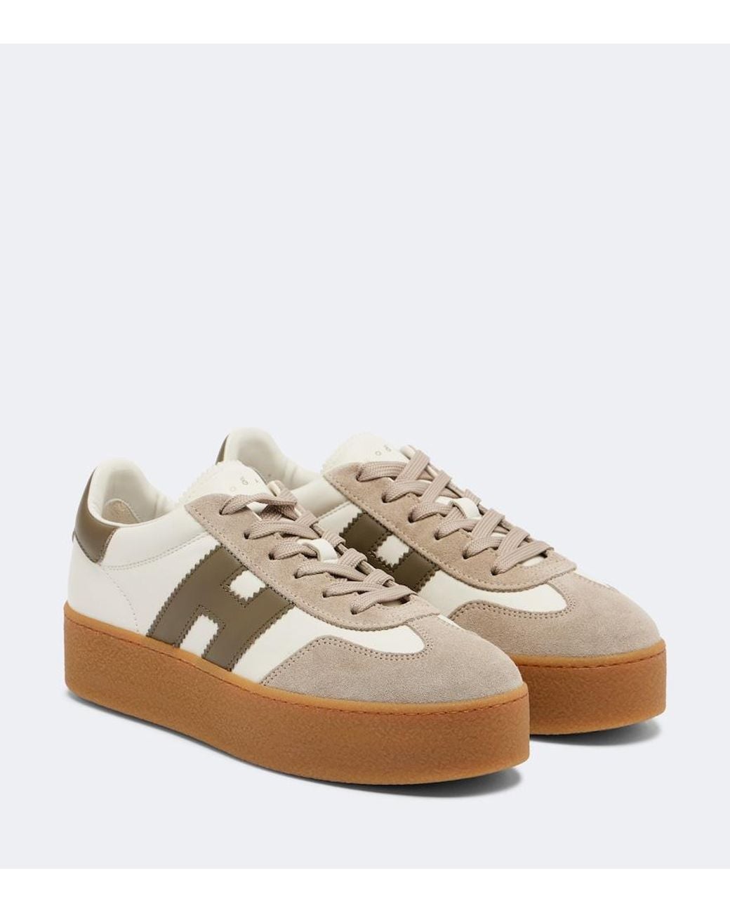 Hogan Natural Cool Suede-Trimmed Leather Platform Sneakers