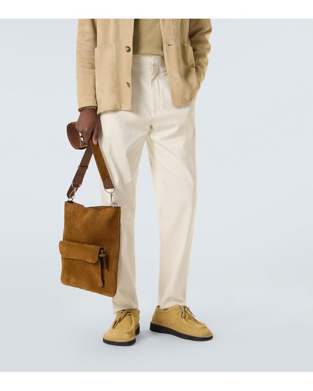 Metier Brown Slide Suede Messenger Bag for men