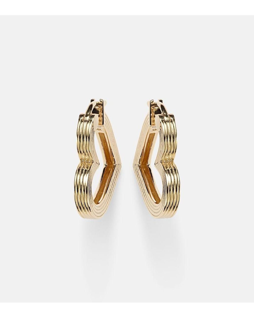 Sydney Evan White Flutted Heart 14Kt Earrings