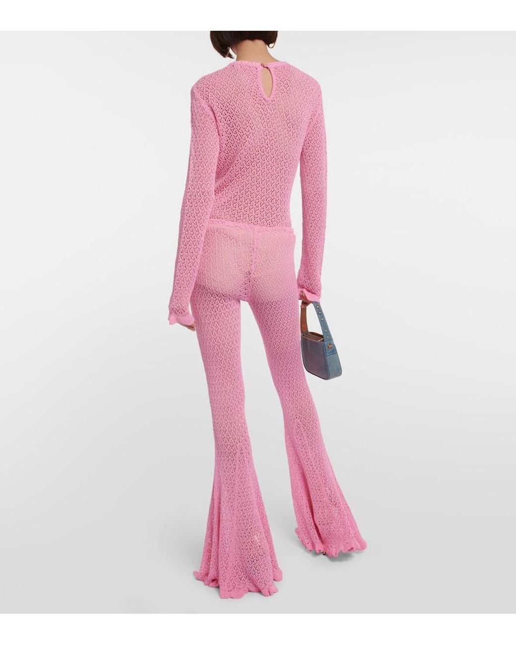 Blumarine Pink Crochet Flared Pants