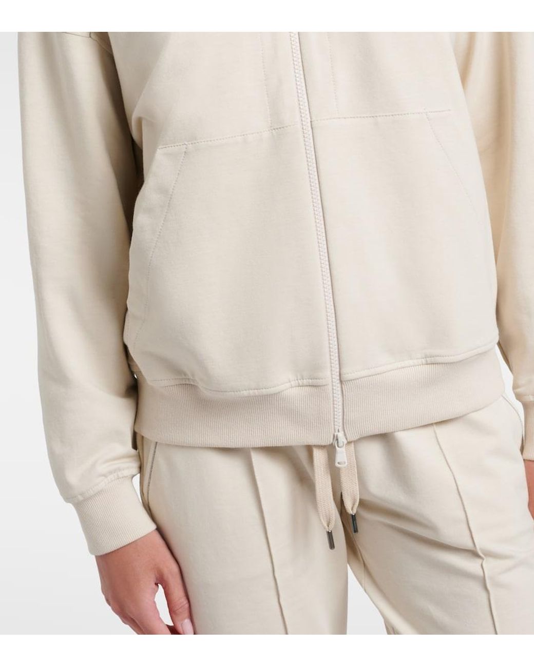 Brunello Cucinelli White Monili Cotton Hoodie