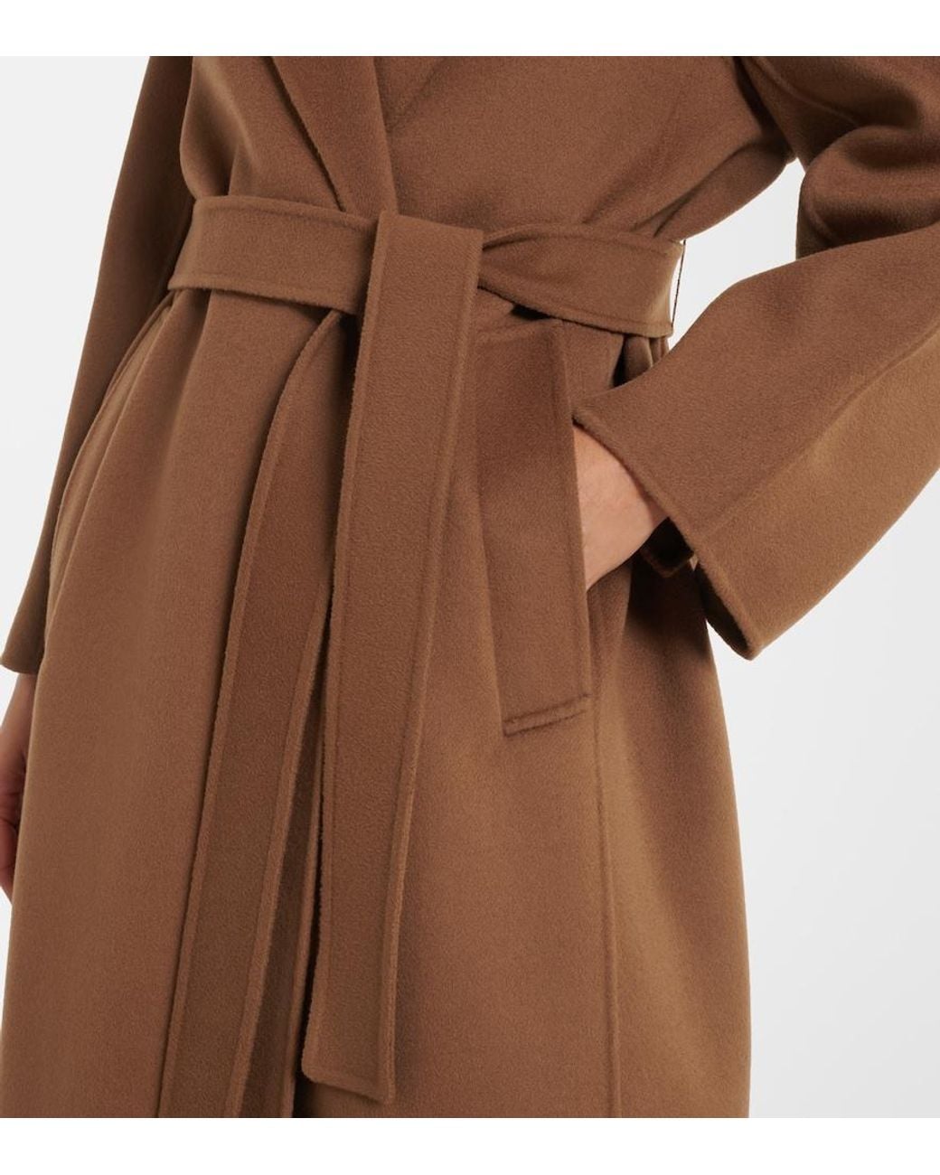 Max Mara Brown Virgin Wool Wrap Coat