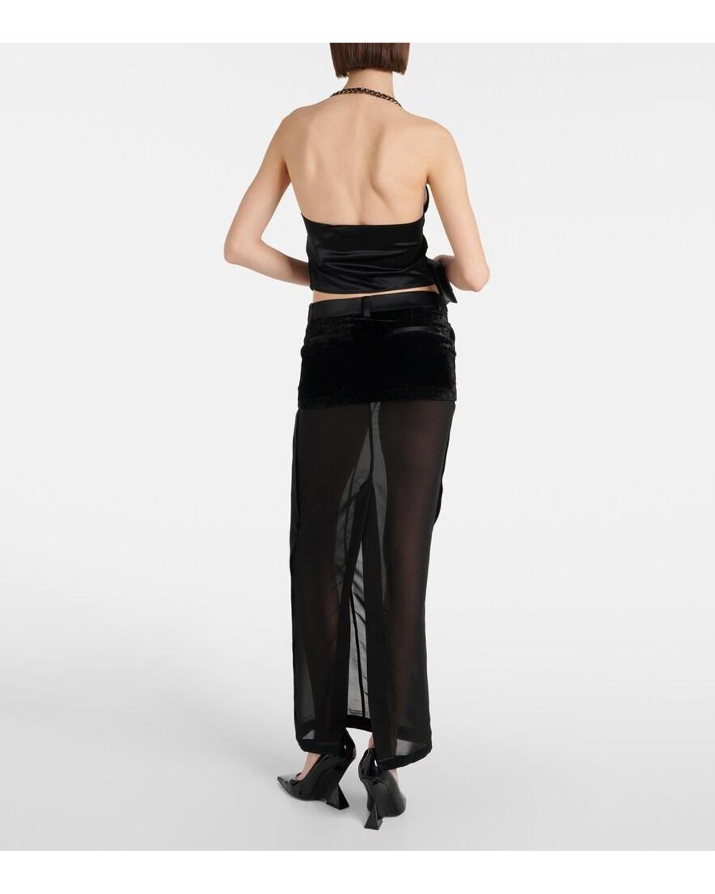 DIDU Black Chain-Detail Velvet Vest