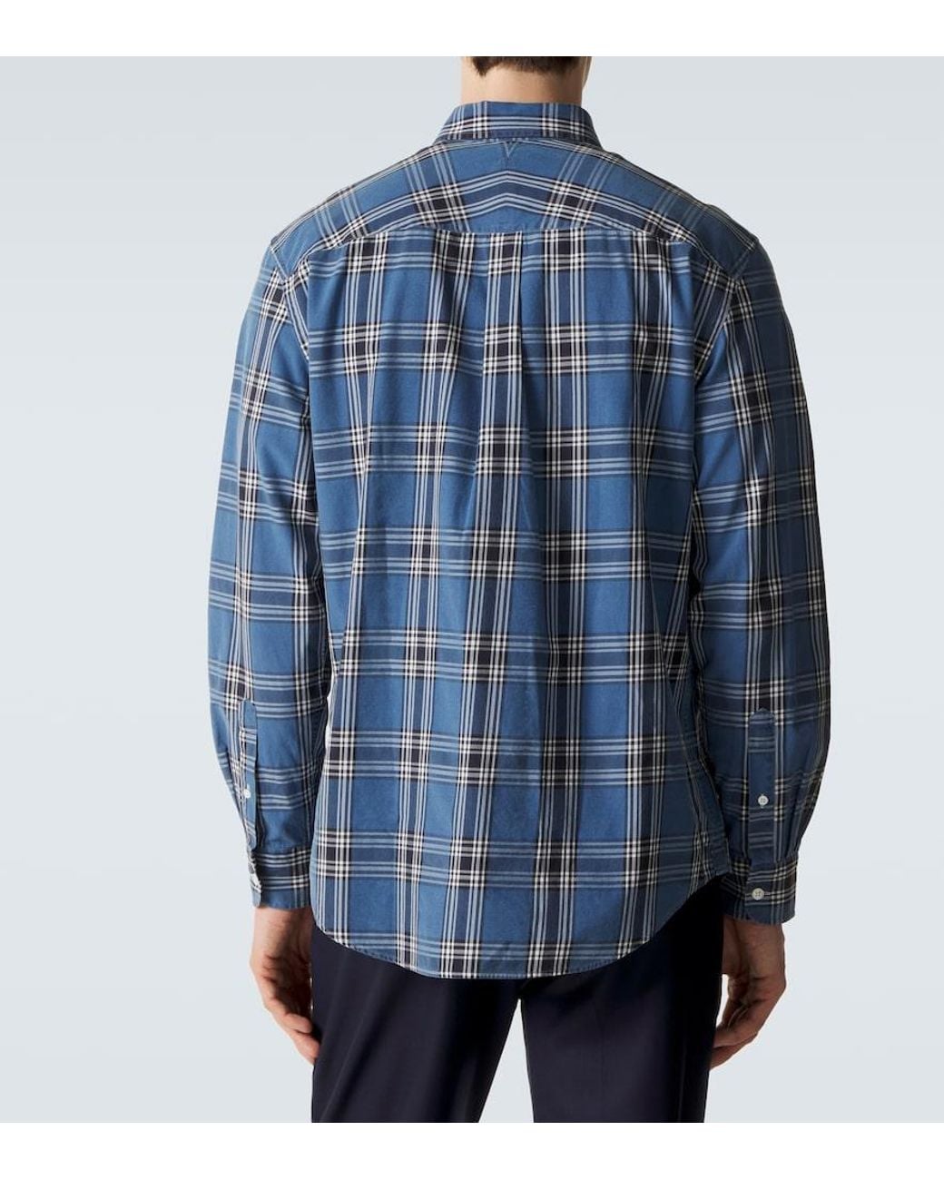 Dunhill Blue Plaid Cotton Shirt for men