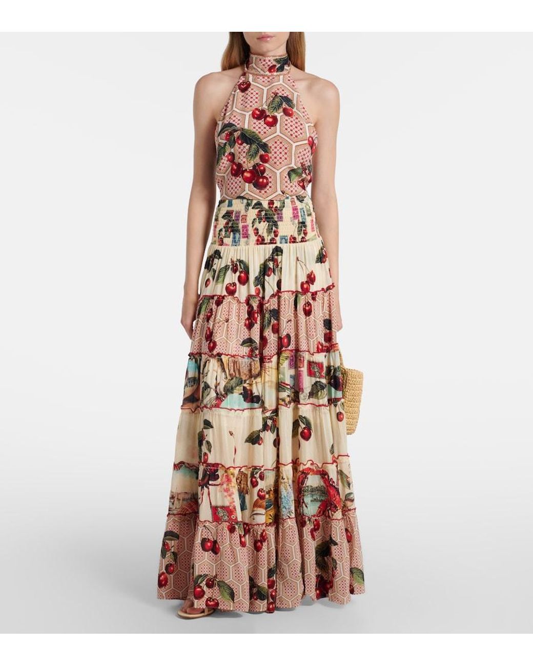 Camilla Red Notes From The Road Printed Silk Maxi Skirt