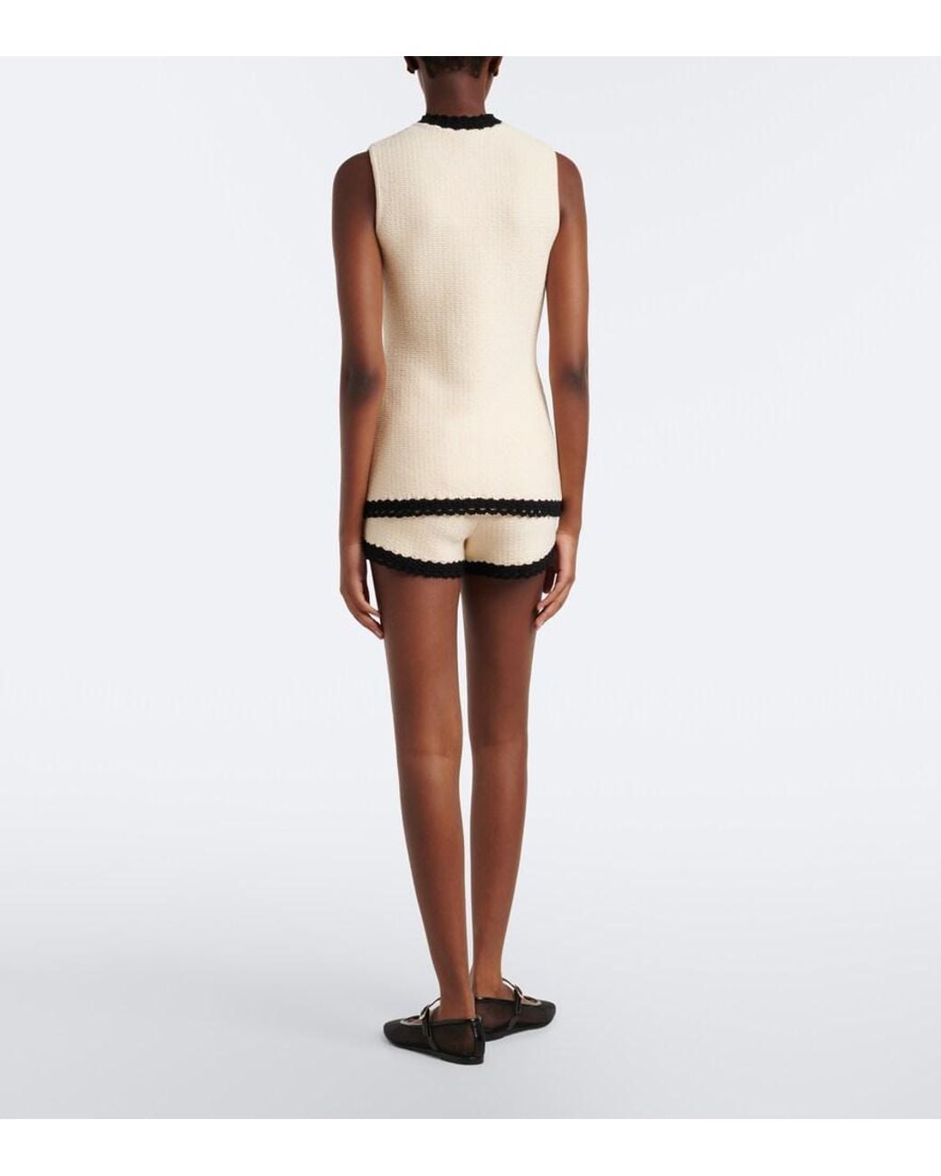 Posse White Hattie Crochet-Trim Shorts