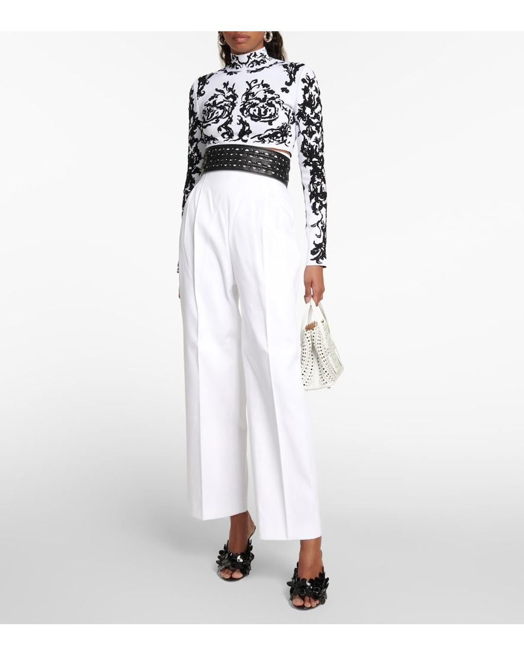 Alaïa Black Calligraphy Jacquard Crop Top