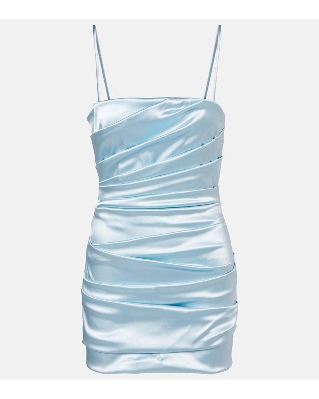 Dolce & Gabbana Blue Draped Satin Mini Dress