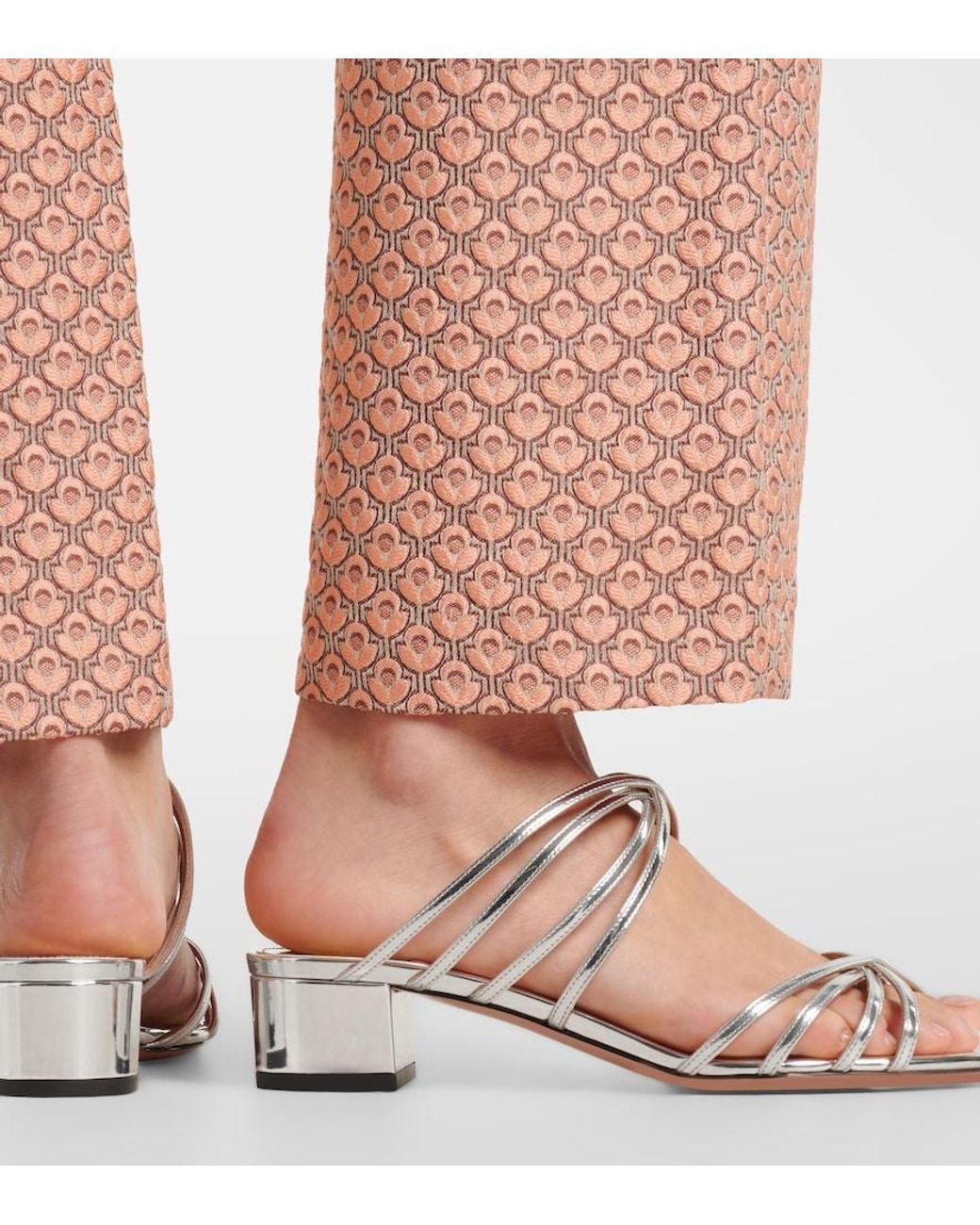 Aquazzura White Tell Me Mirrored Leather Mules