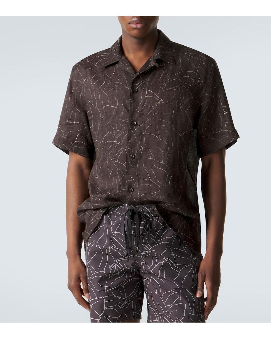 Camicia Bowling di Brioni in Black da Uomo